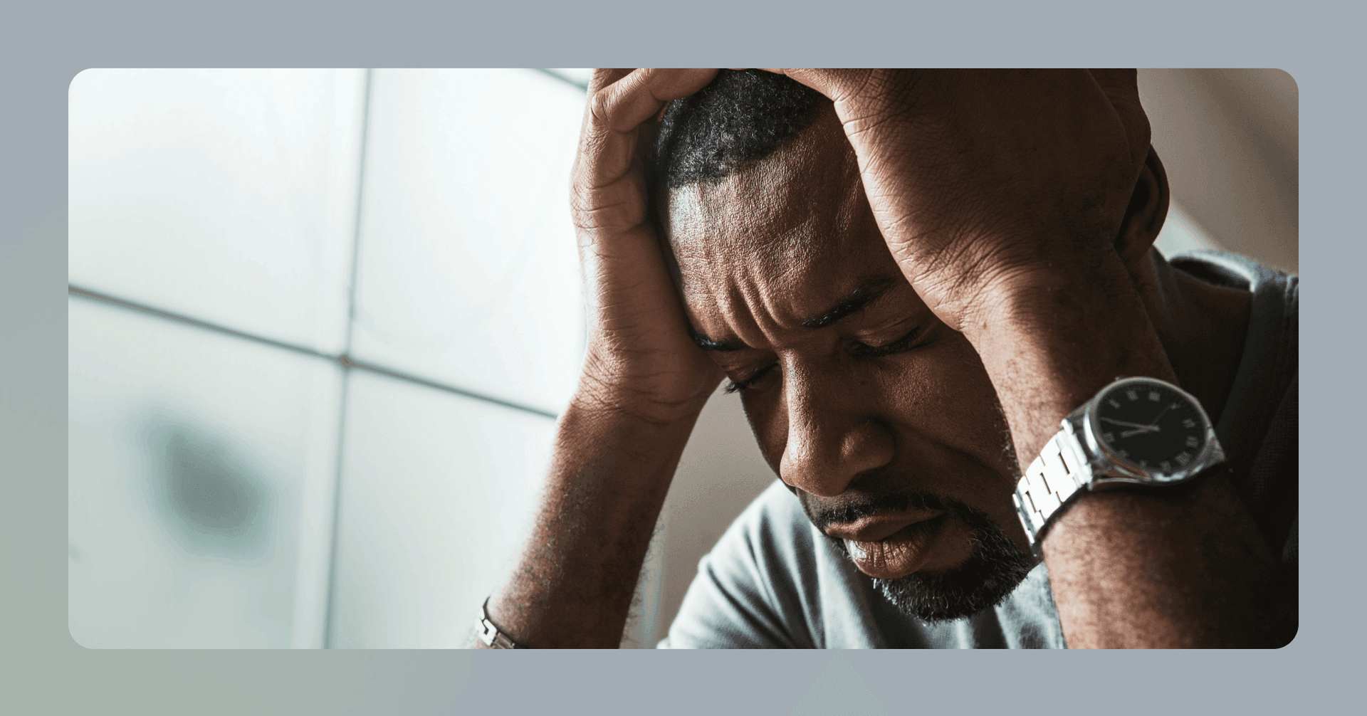 man having trouble concentrating due to adjustment disorder with depressed mood