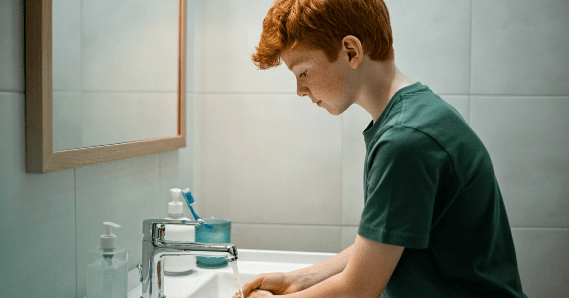 teen boy with OCD having excessive fears about contamination and germs