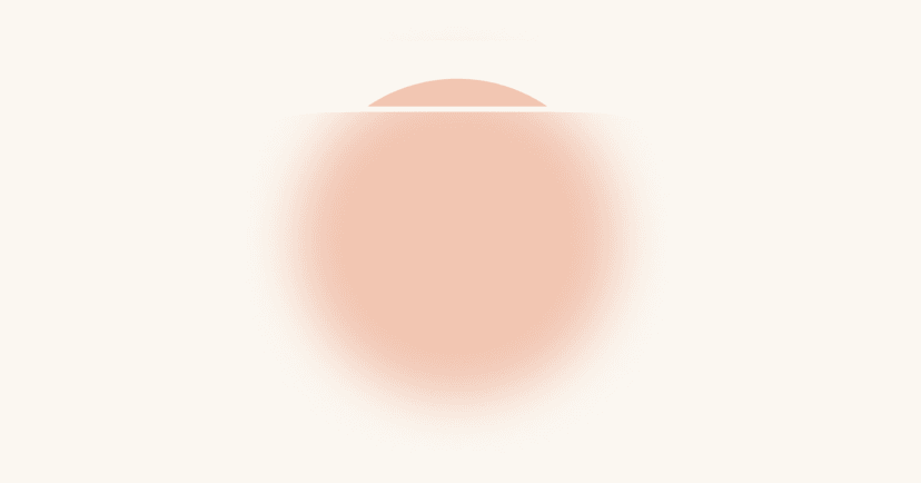 Image shows an orange circle. Almost all the way to the top of the circle is a horizontal white line that goes through the circle. Above the white line, the circle is in sharp focus. Below the white line, the circle is blurry.