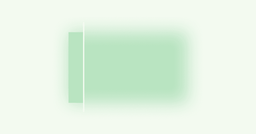 Image shows a green rectangle. Almost all the way to the left side of the rectangle is a vertical white line that goes through the rectangle. To the left of the white line, the rectangle is in sharp focus. To the right of the white line, the rectangle is blurry.