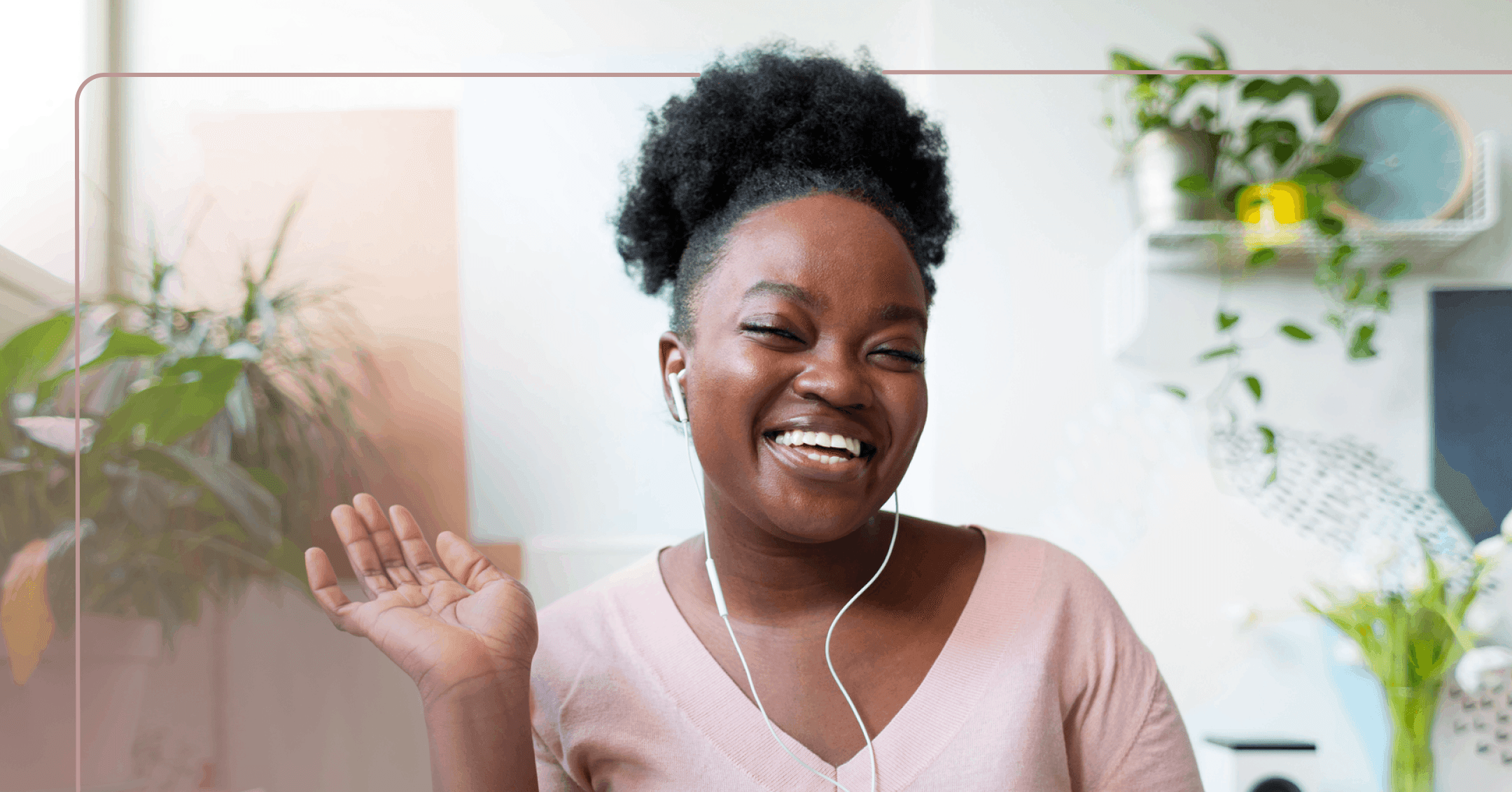 therapist with a warm, inviting face waves with a smile
