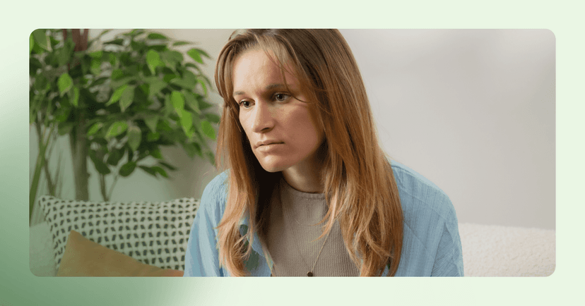 woman with impulsive thoughts sitting with the thought before releasing it
