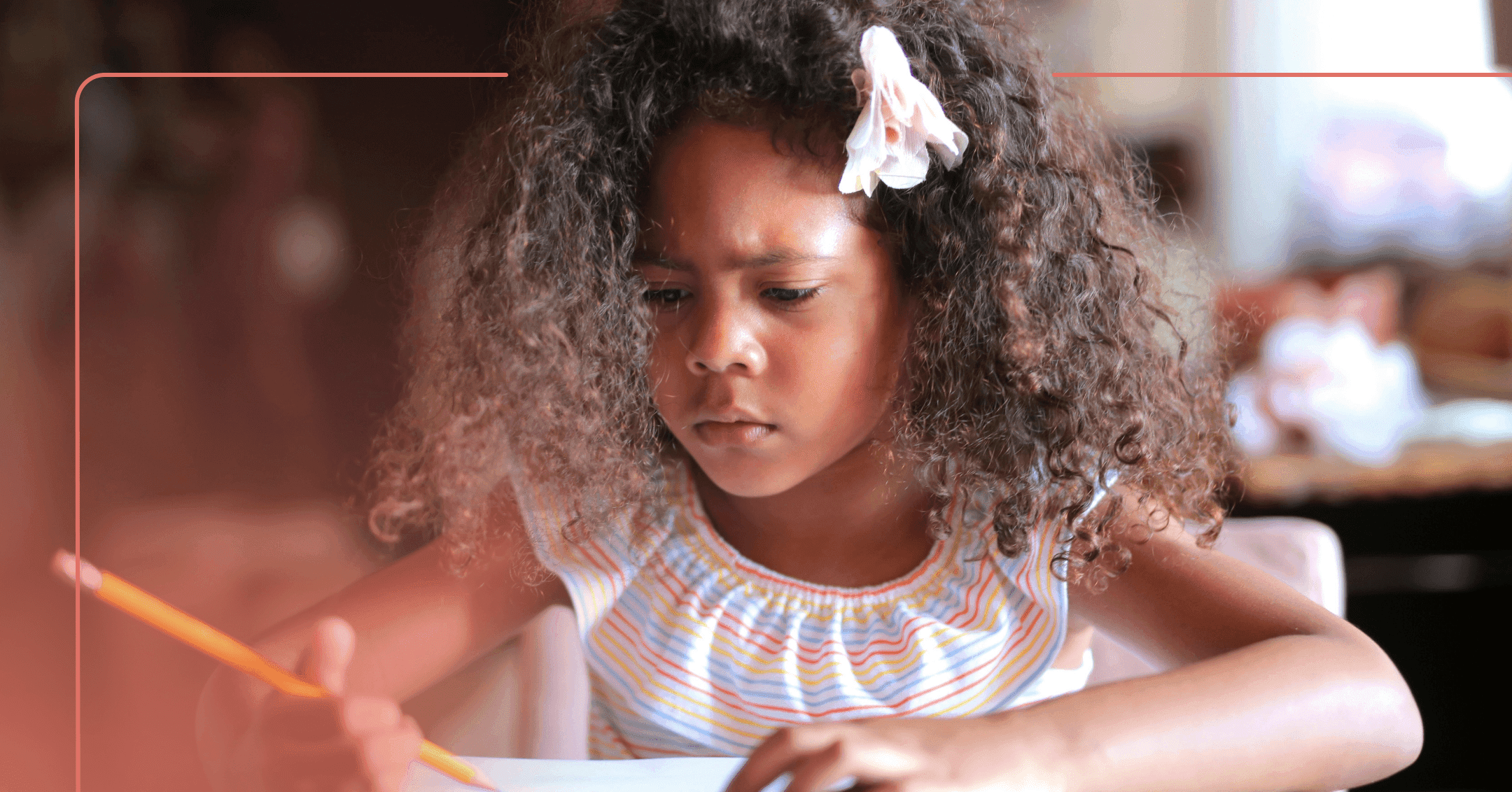 young girl with neurodevelopmental disorder having difficulty writing