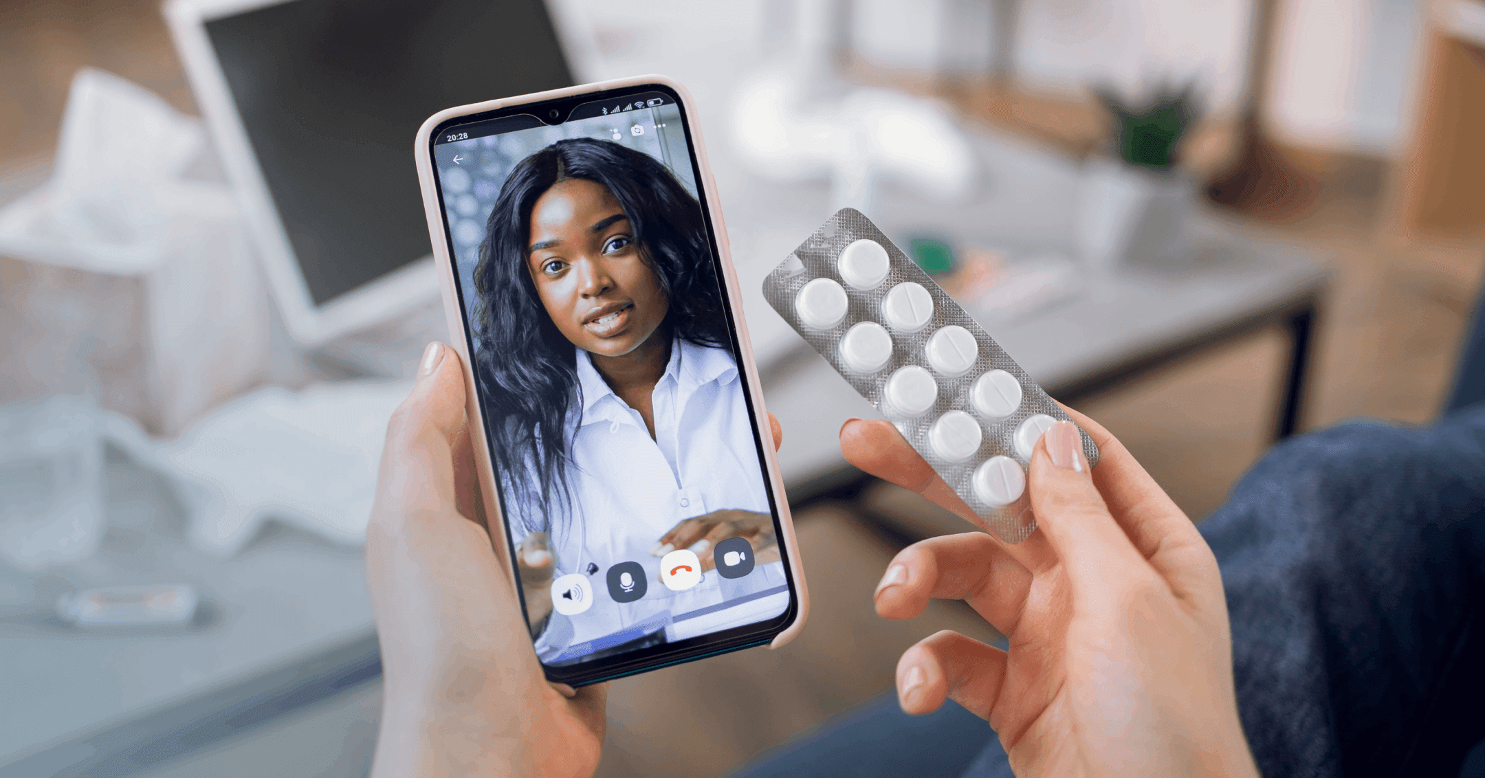 woman seeing a psychiatrist virtually to discuss medication side effects