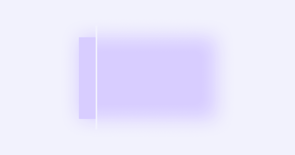 Image shows a lavender rectangle. Almost all the way to the left side of the rectangle is a vertical white line that goes through the rectangle. To the left of the white line, the rectangle is in sharp focus. To the right of the white line, the rectangle is blurry.